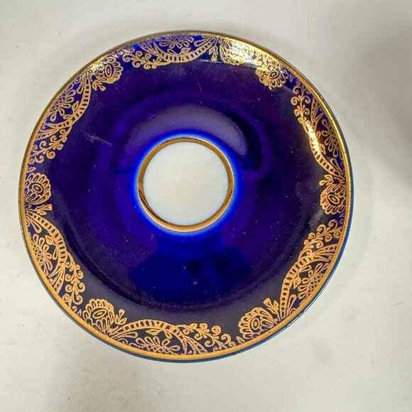 Lomonosov Imperial Porcelain LFZ Cobalt Blue Gold Floral Trim Cup & Saucer - Picture 7 of 8